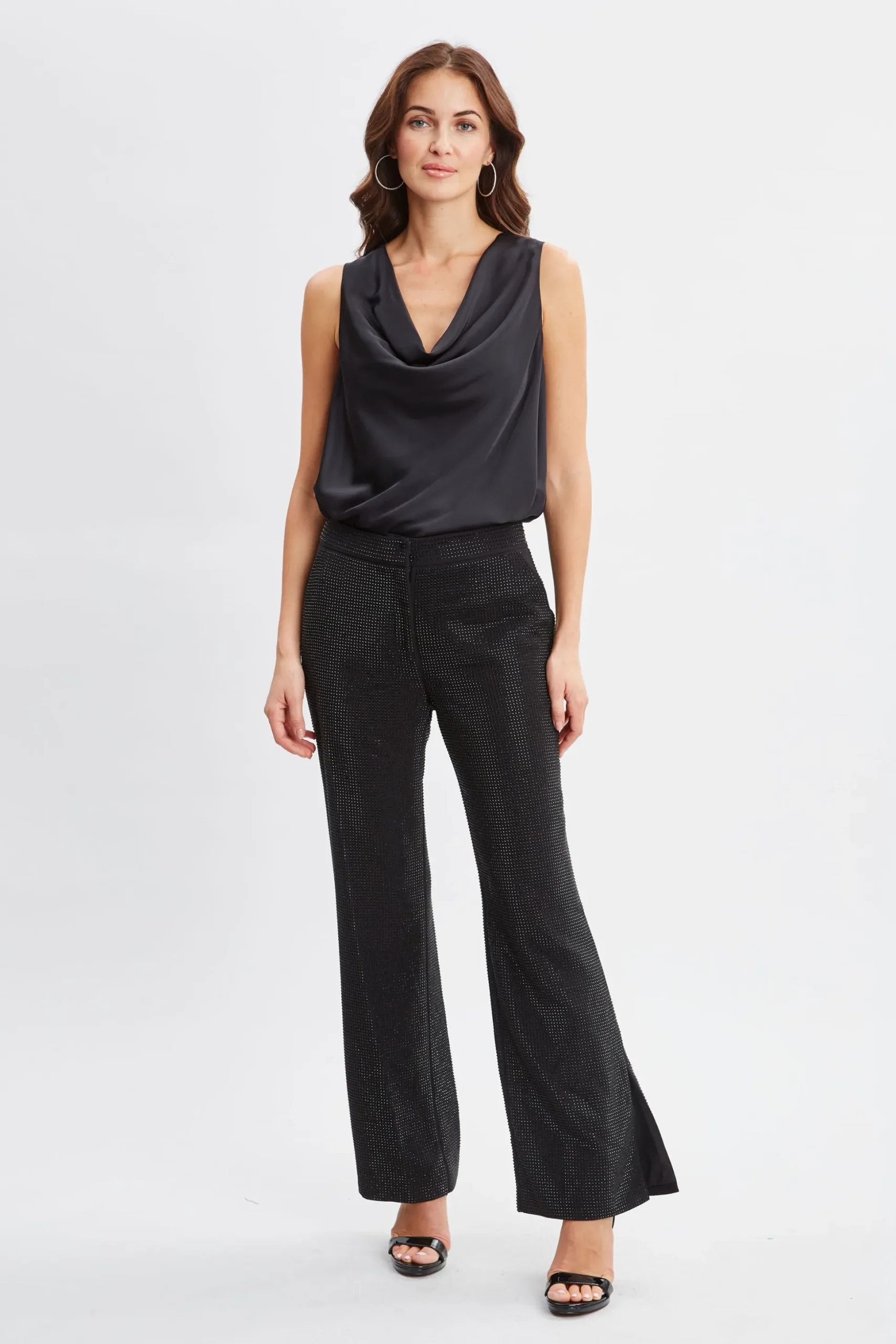 Elie Tahari Tops & Sweaters-Silk Satin Cowl Neck Top Noir