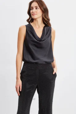 Elie Tahari Tops & Sweaters-Silk Satin Cowl Neck Top Noir