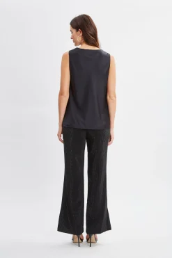 Elie Tahari Tops & Sweaters-Silk Satin Cowl Neck Top Noir