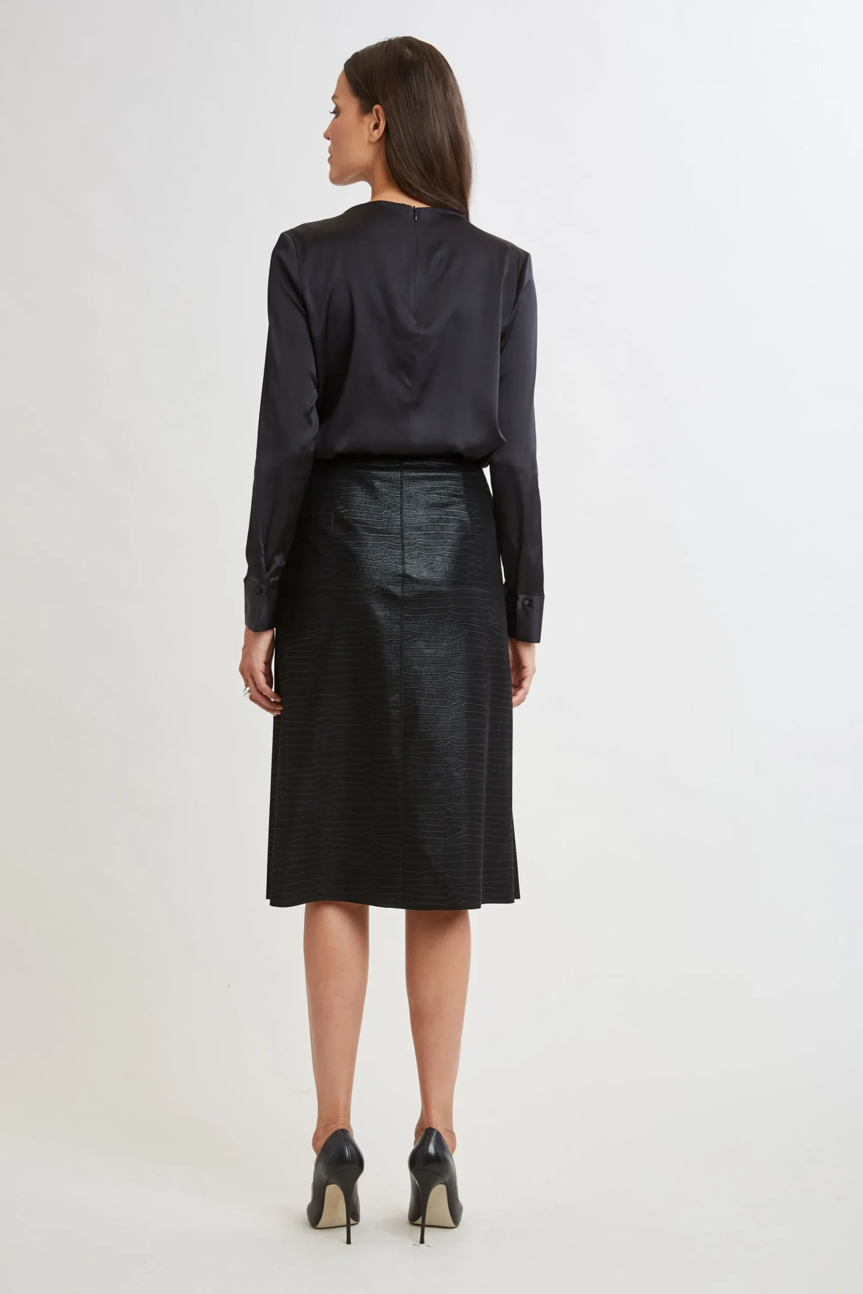 Elie Tahari Tops & Sweaters-Silk Satin Draped Neck Shirt BLACK