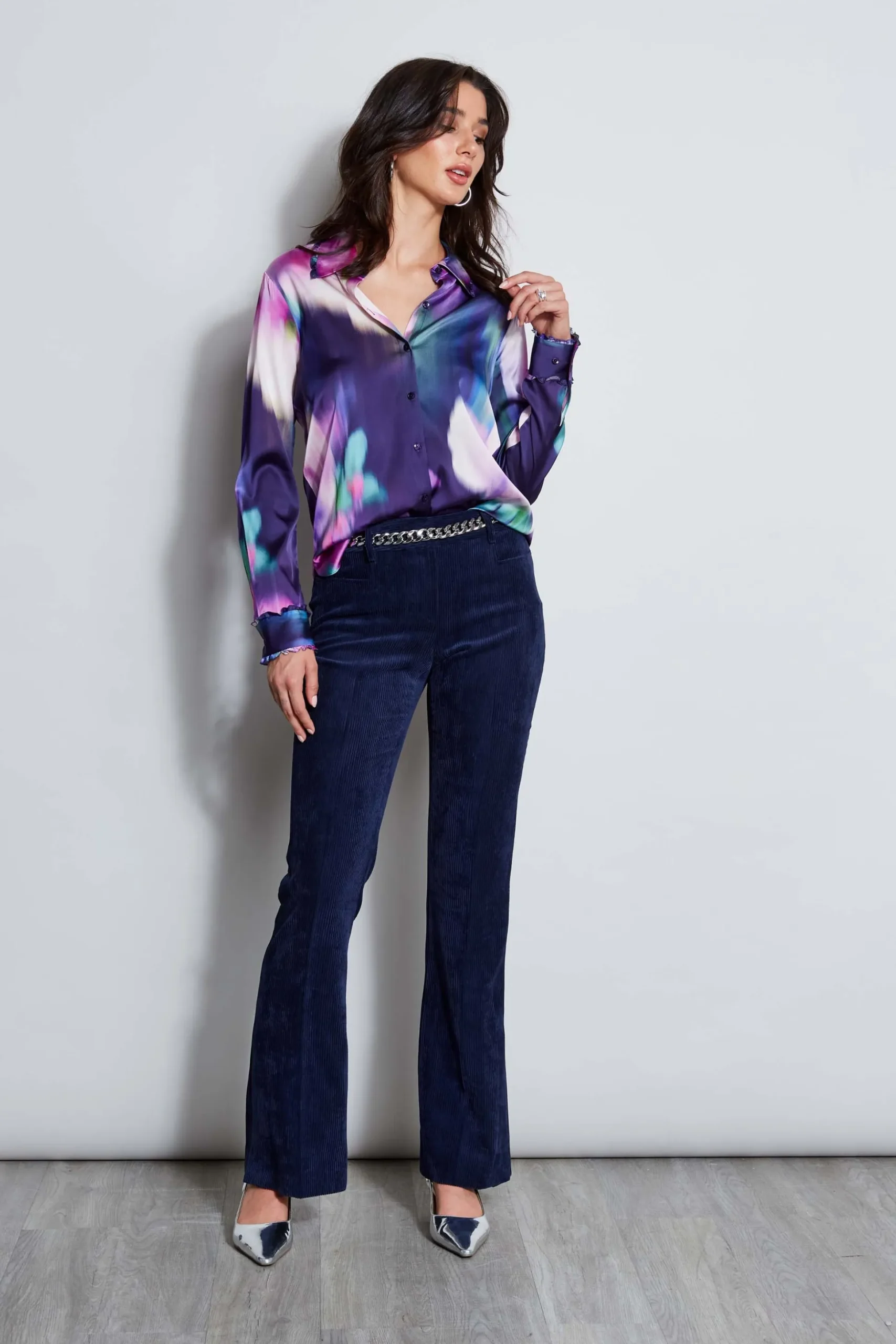 Elie Tahari Tops & Sweaters-Silk Satin Moire Floral Shirt MULTI