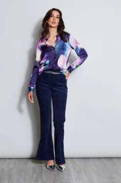 Elie Tahari Tops & Sweaters-Silk Satin Moire Floral Shirt MULTI