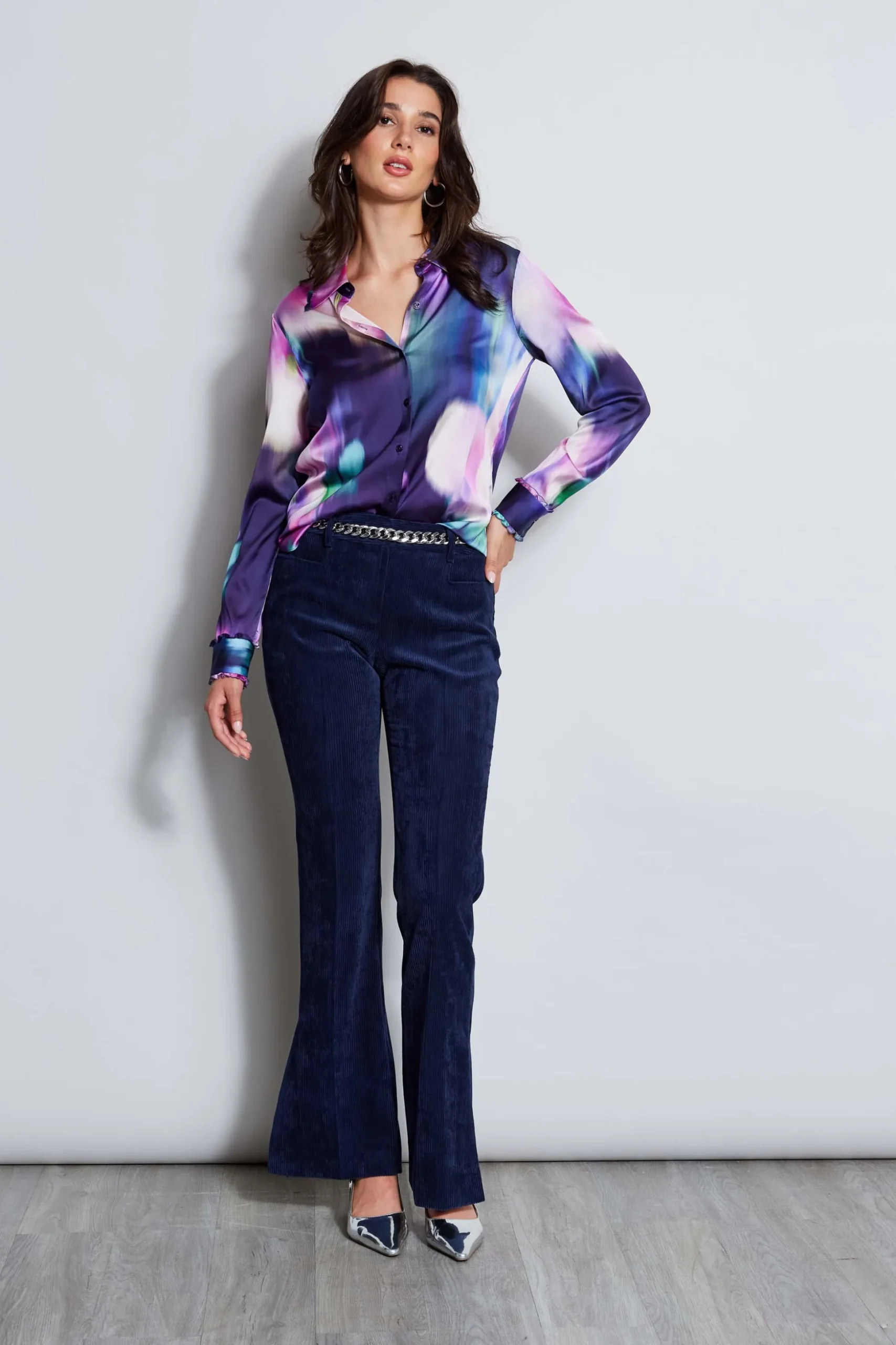 Elie Tahari Tops & Sweaters-Silk Satin Moire Floral Shirt MULTI