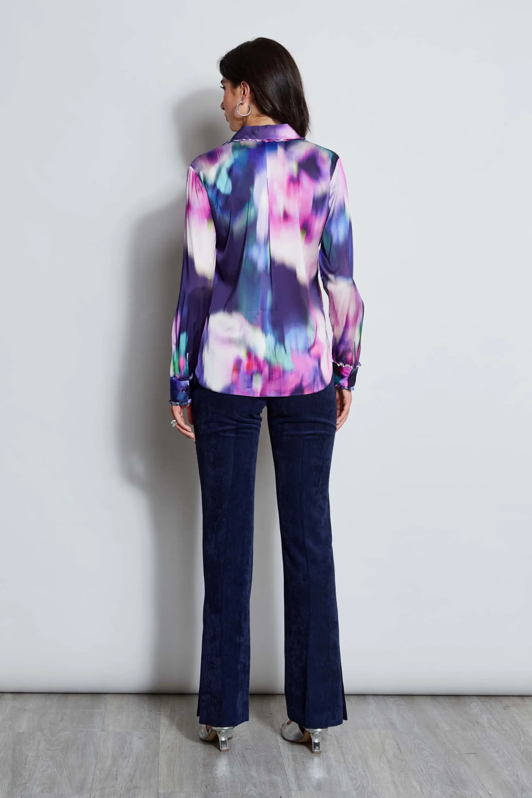 Elie Tahari Tops & Sweaters-Silk Satin Moire Floral Shirt MULTI