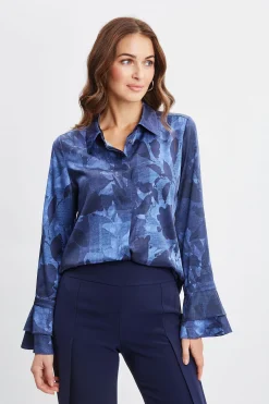 Elie Tahari Tops & Sweaters-Silk Satin Night Shadow Shirt MULTI