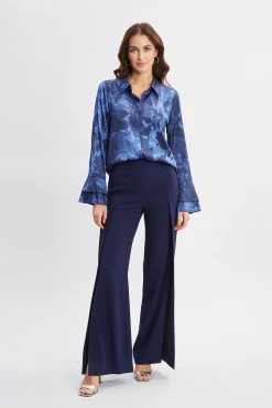 Elie Tahari Tops & Sweaters-Silk Satin Night Shadow Shirt MULTI