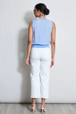 Elie Tahari Tops & Sweaters-Silk Satin Rib Shirt HORIZONBLUE