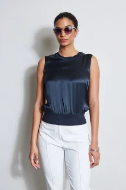 Elie Tahari Tops & Sweaters-Silk Satin Rib Shirt STARGAZER