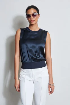 Elie Tahari Tops & Sweaters-Silk Satin Rib Shirt STARGAZER