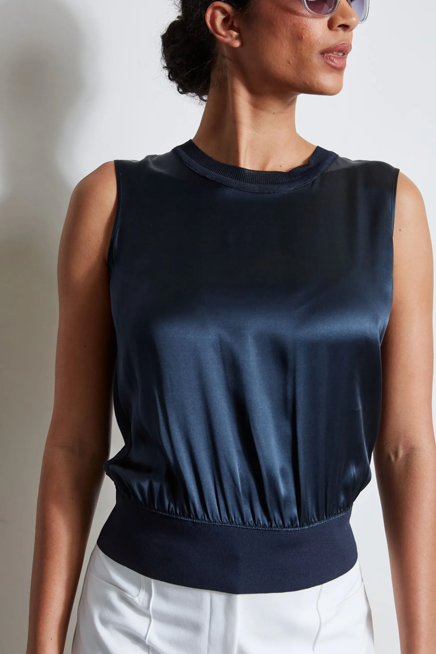 Elie Tahari Tops & Sweaters-Silk Satin Rib Shirt STARGAZER