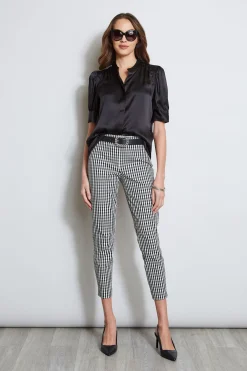 Elie Tahari Tops & Sweaters-Silk Satin Ruched Sleeve Shirt BLACK