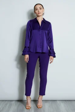 Elie Tahari Tops & Sweaters-Silk Satin Ruffle Cuff Shirt WINTERPLUM