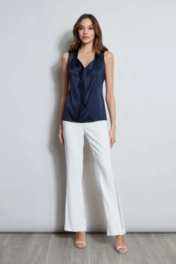 Elie Tahari Tops & Sweaters-Silk Satin Sleeveless Cascade Shirt STARGAZER