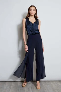 Elie Tahari Tops & Sweaters-Silk Satin Sleeveless Cascade Shirt STARGAZER