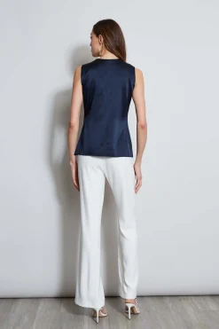 Elie Tahari Tops & Sweaters-Silk Satin Sleeveless Cascade Shirt STARGAZER