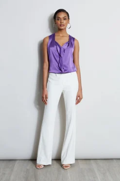Elie Tahari Tops & Sweaters-Silk Satin Sleeveless Cascade Shirt VIOLET