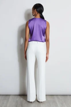 Elie Tahari Tops & Sweaters-Silk Satin Sleeveless Cascade Shirt VIOLET