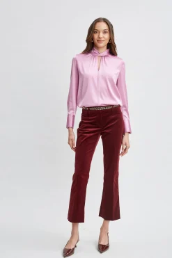 Elie Tahari Tops & Sweaters-Silk Satin Twist Neck Shirt CRYSTALPINK