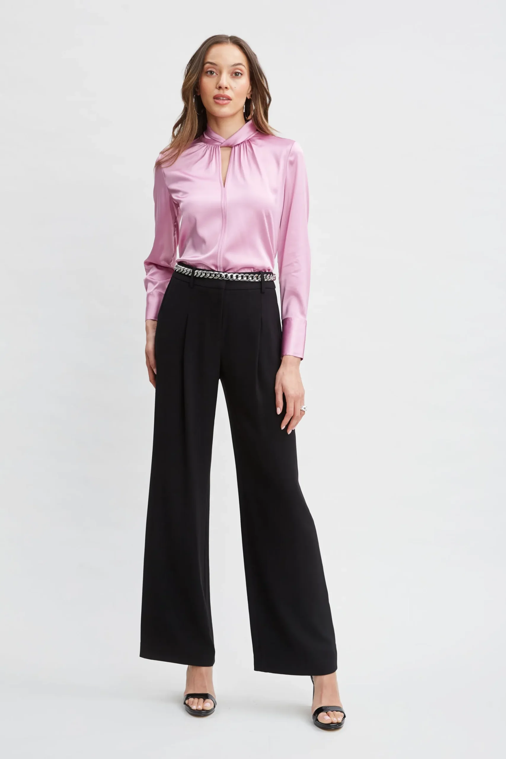 Elie Tahari Tops & Sweaters-Silk Satin Twist Neck Shirt CRYSTALPINK