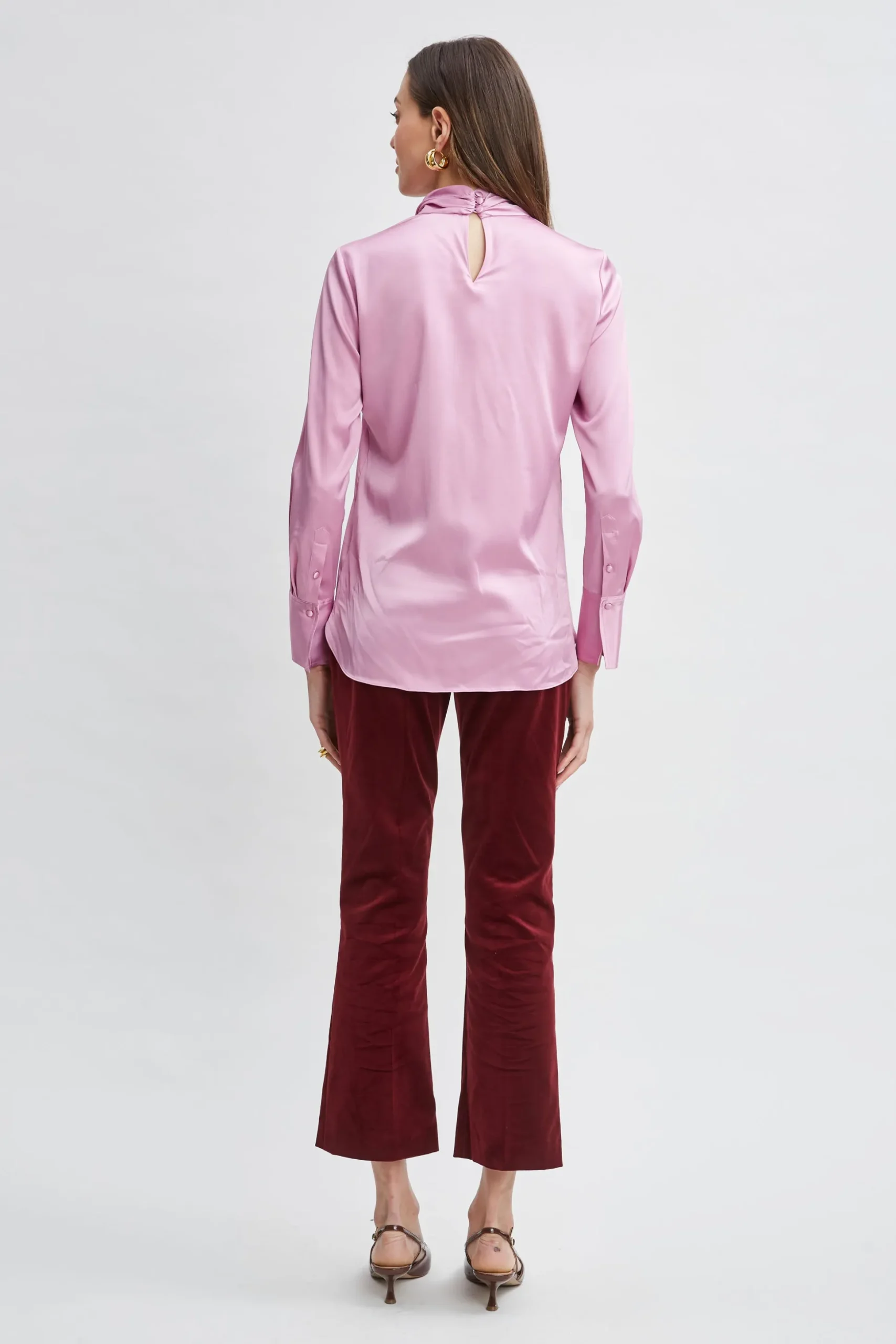 Elie Tahari Tops & Sweaters-Silk Satin Twist Neck Shirt CRYSTALPINK