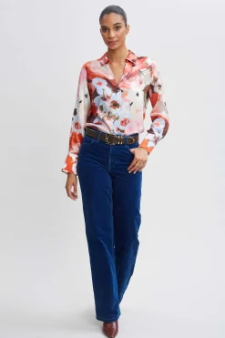 Elie Tahari Tops & Sweaters-Silk Satin Wintergarden Shirt MULTI