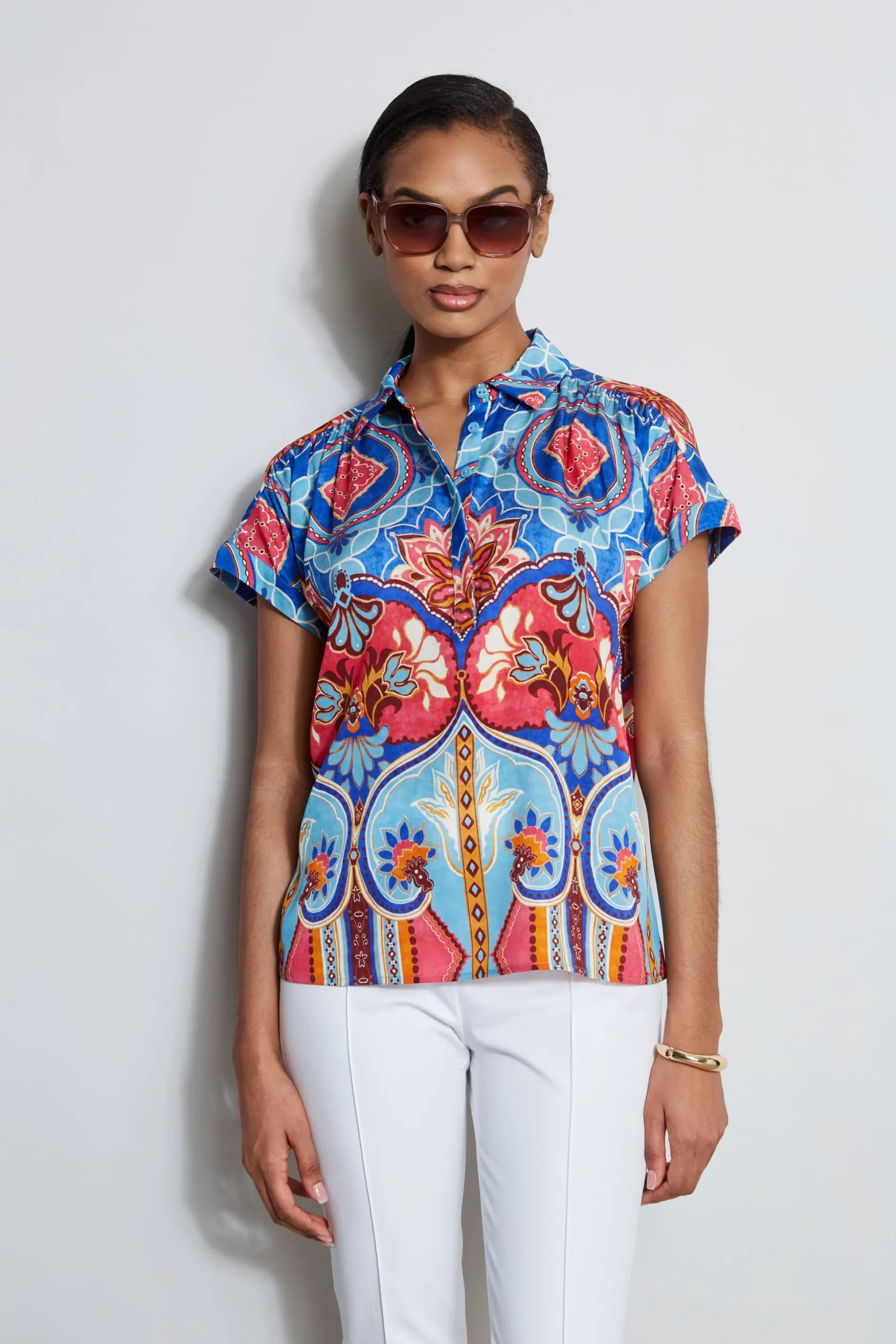 Elie Tahari Tops & Sweaters-Silk Tapestry Floral Shirt TAPESTRYFLORALPRINT