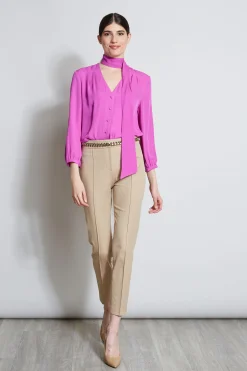 Elie Tahari Tops & Sweaters-Silk Tie Button Shirt PEONY