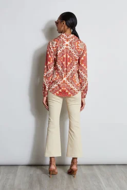 Elie Tahari Tops & Sweaters-Silk Tile Print Button Down Shirt ROYALTILEPRINT