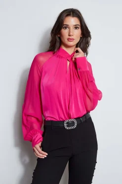 Elie Tahari Tops & Sweaters-Silk Twist Keyhole Shirt GYPSY