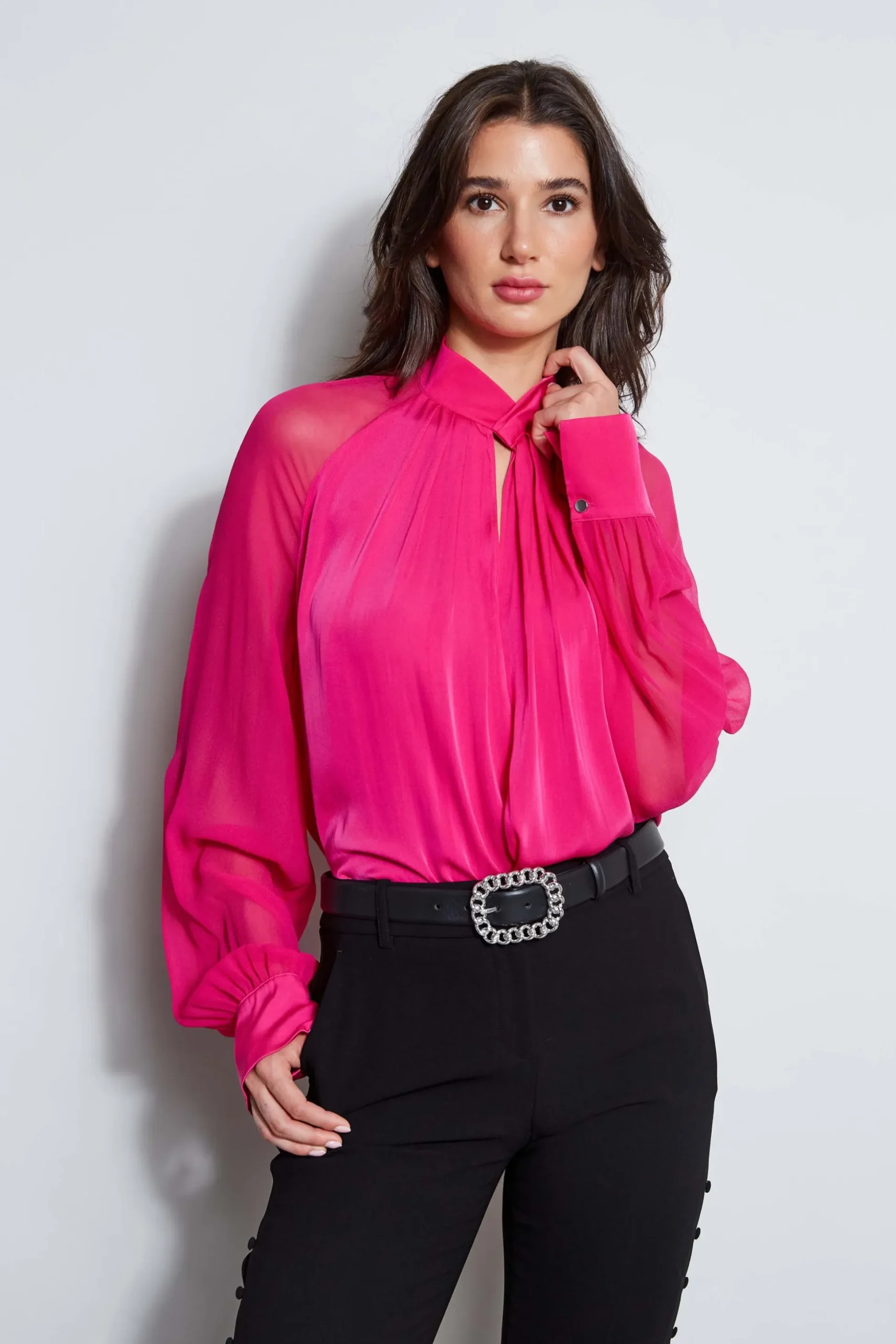 Elie Tahari Tops & Sweaters-Silk Twist Keyhole Shirt GYPSY