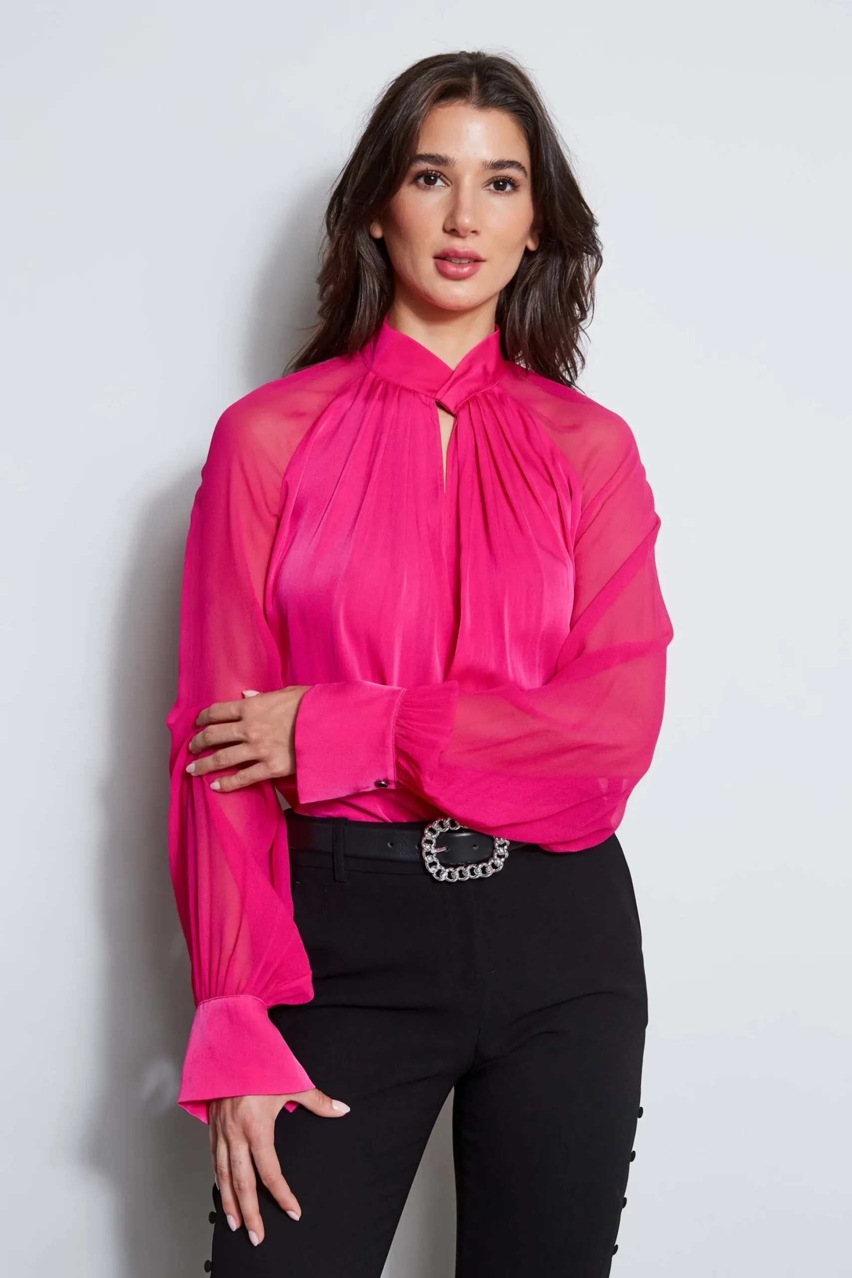 Elie Tahari Tops & Sweaters-Silk Twist Keyhole Shirt GYPSY