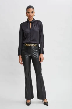 Elie Tahari Tops & Sweaters|Suiting-Silk Twist Neck Shirt BLACK