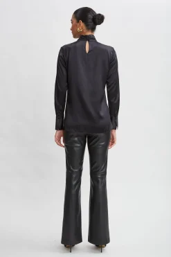 Elie Tahari Tops & Sweaters|Suiting-Silk Twist Neck Shirt BLACK
