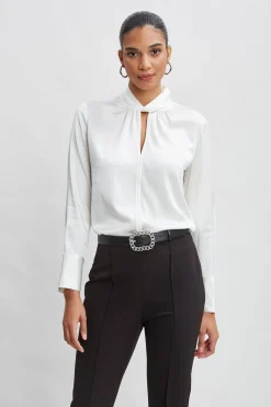 Elie Tahari Tops & Sweaters|Suiting-Silk Twist Neck Shirt FRESHPEARL