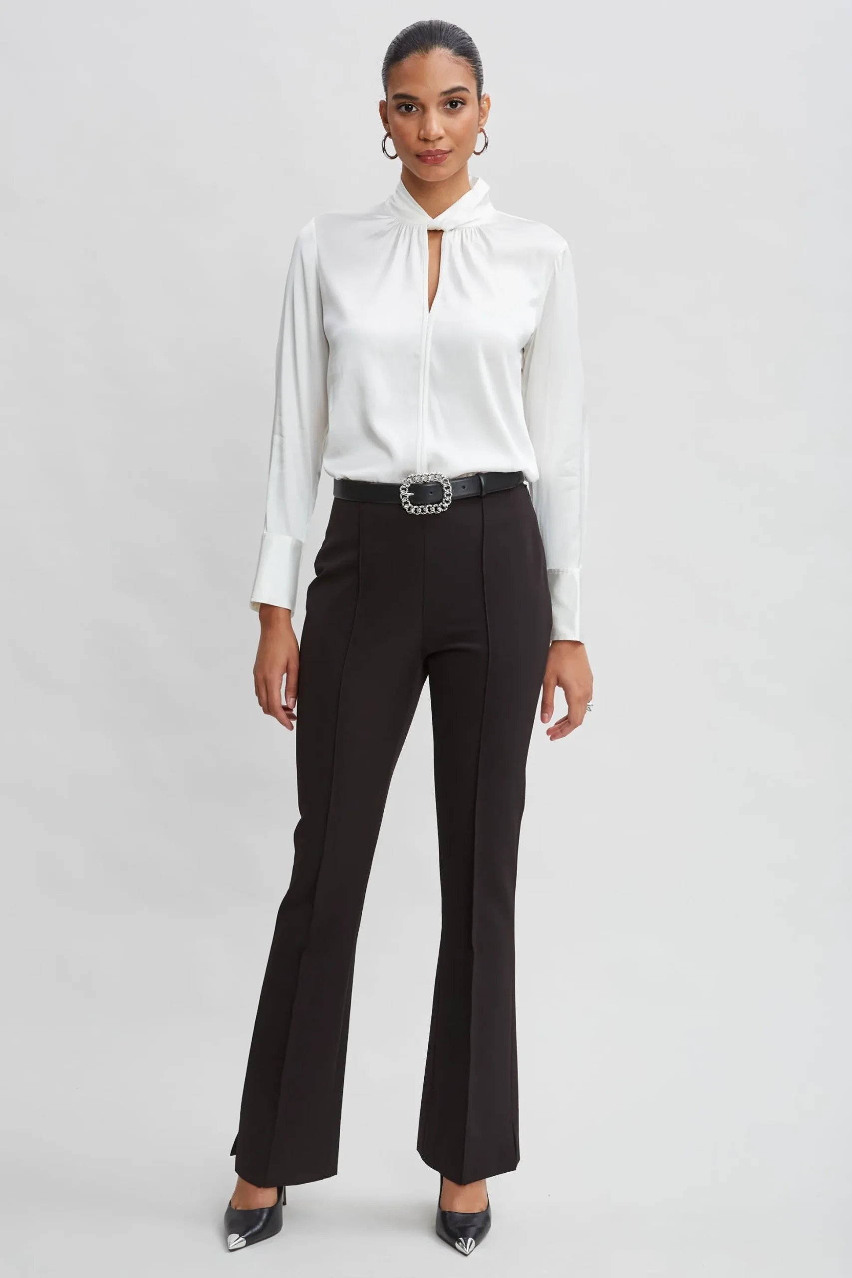 Elie Tahari Tops & Sweaters|Suiting-Silk Twist Neck Shirt FRESHPEARL