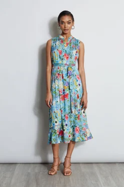 Elie Tahari Dresses & Jumpsuits|Sleeveless Dresses-Silk Wild Meadow Shirt Dress WILDMEADOWPRINT