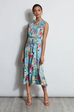 Elie Tahari Dresses & Jumpsuits|Sleeveless Dresses-Silk Wild Meadow Shirt Dress WILDMEADOWPRINT
