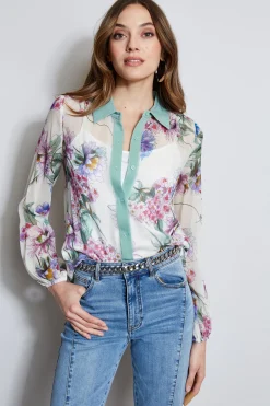 Elie Tahari Tops & Sweaters-Silk Wind Floral Button Down Shirt MULTI