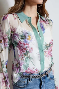 Elie Tahari Tops & Sweaters-Silk Wind Floral Button Down Shirt MULTI