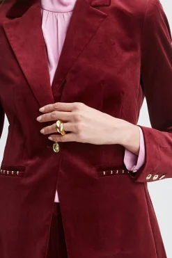 Elie Tahari Jackets & Blazers|Suiting-Single Button Velvet Blazer SANGRIA
