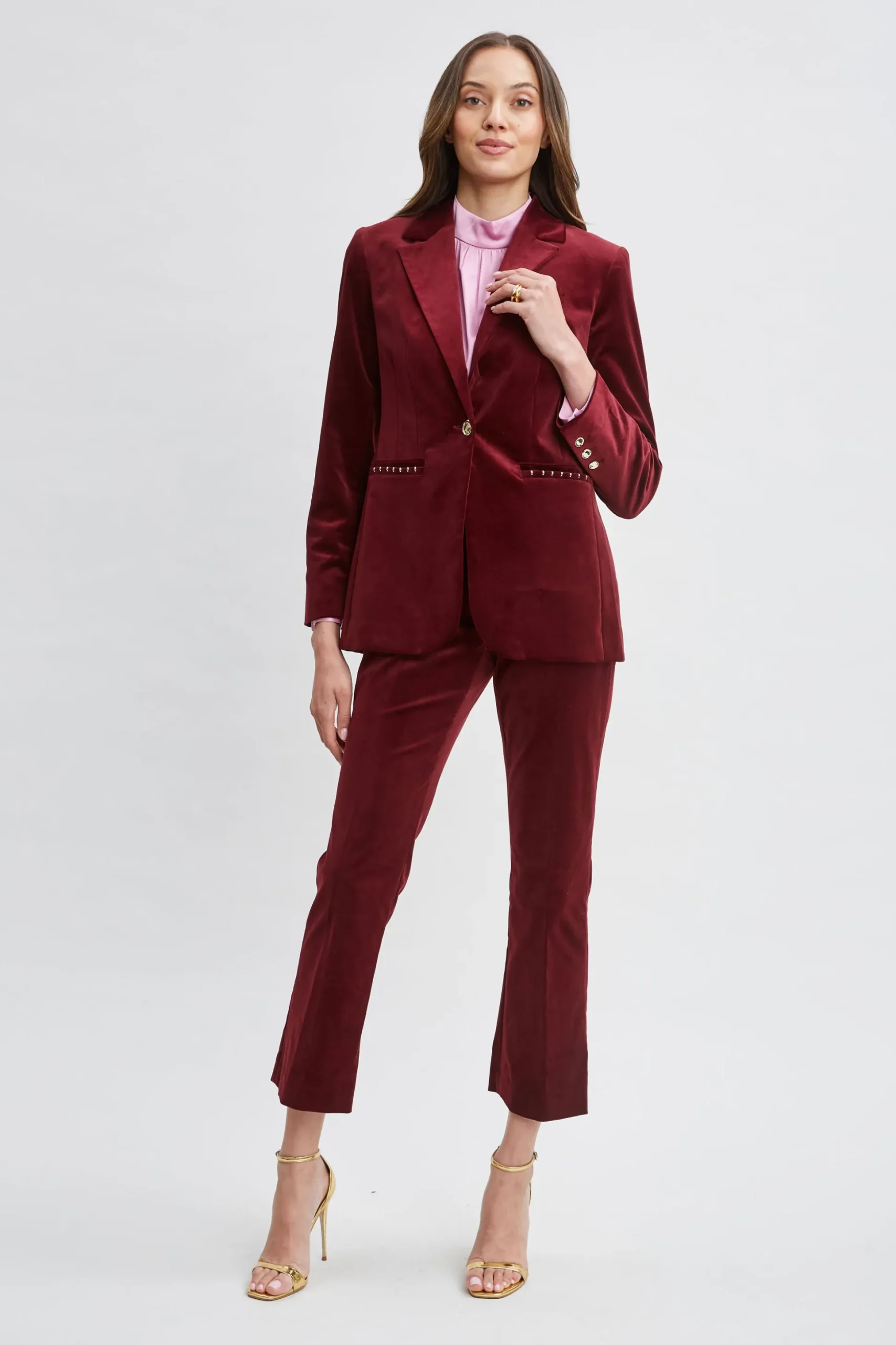 Elie Tahari Jackets & Blazers|Suiting-Single Button Velvet Blazer SANGRIA