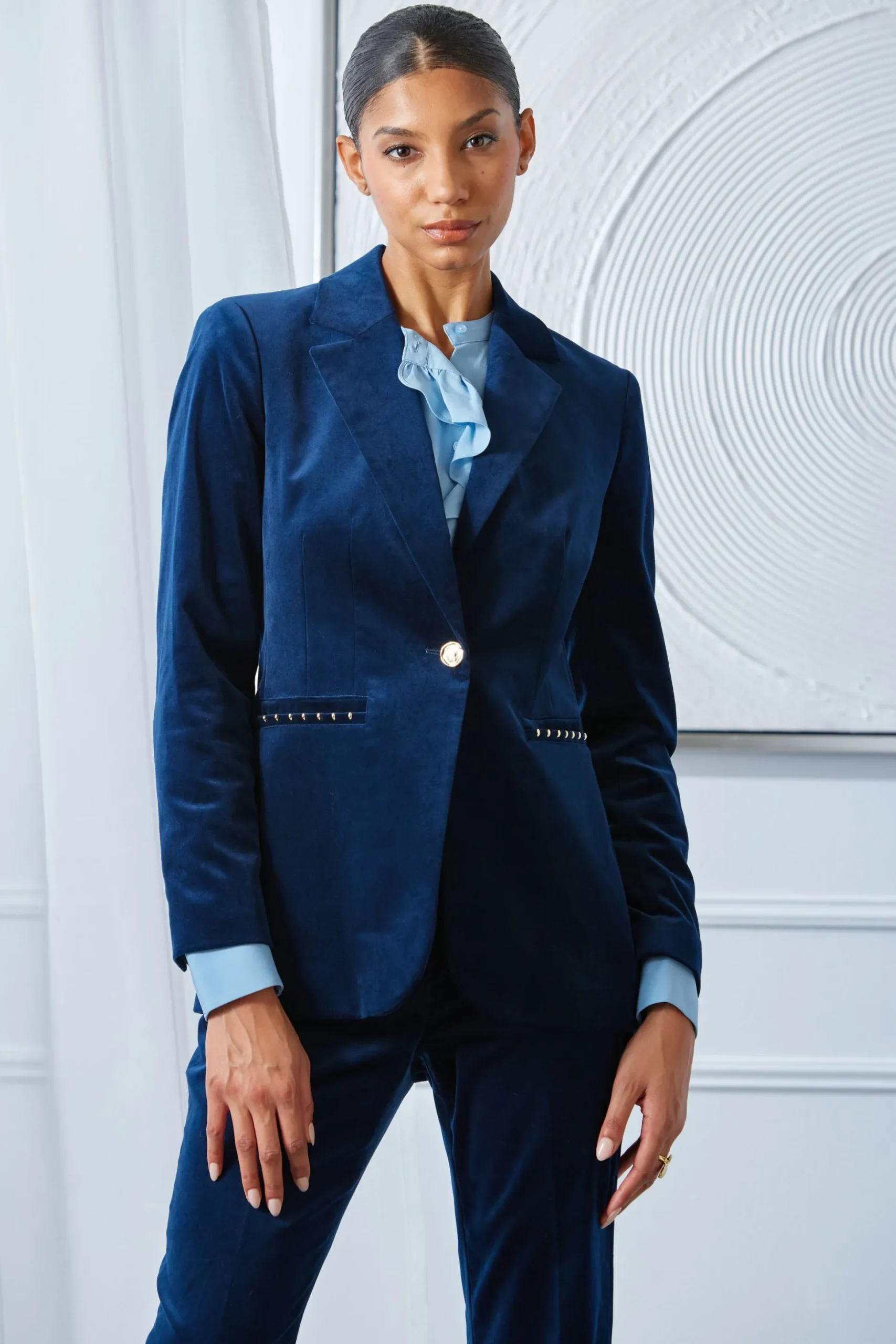 Elie Tahari Jackets & Blazers|Suiting-Single Button Velvet Blazer MIDNIGHT
