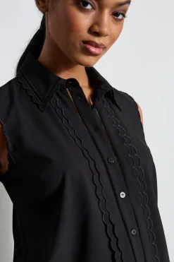 Elie Tahari Tops & Sweaters-Sleeveless Button-Down Shirt NOIR
