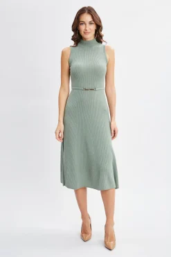 Elie Tahari Dresses & Jumpsuits|Sleeveless Dresses-Sleeveless Cashmere Belted Dress SILVERSPRUCE