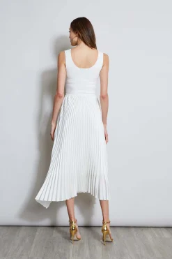 Elie Tahari Dresses & Jumpsuits|Sleeveless Dresses-Sleeveless Contour Pleated Midi Dress SkyWhite