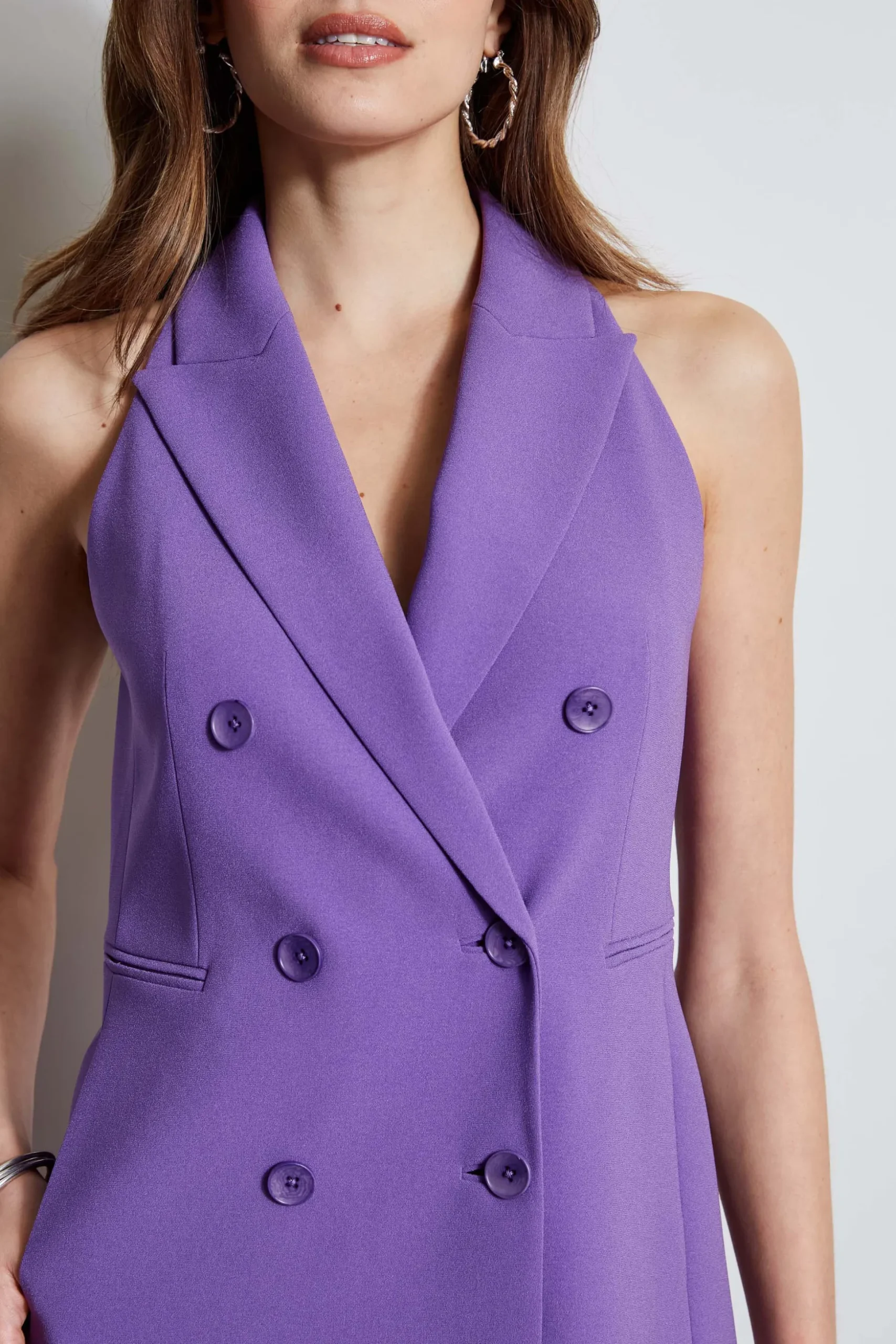 Elie Tahari Dresses & Jumpsuits|Sleeveless Dresses-Sleeveless Double Breasted Blazer Dress VIOLET