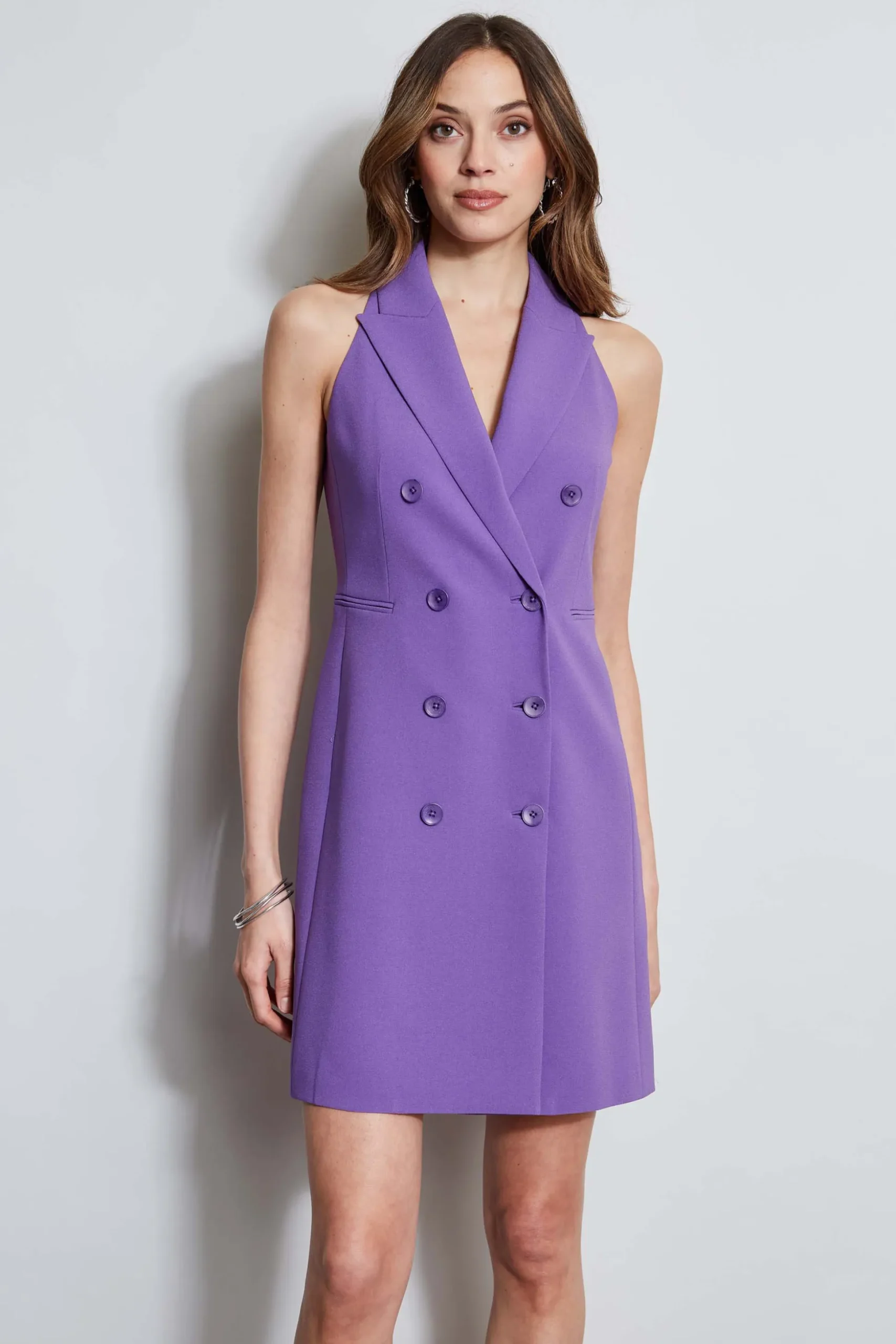 Elie Tahari Dresses & Jumpsuits|Sleeveless Dresses-Sleeveless Double Breasted Blazer Dress VIOLET