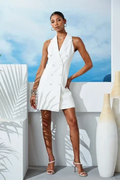 Elie Tahari Dresses & Jumpsuits|Sleeveless Dresses-Sleeveless Double Breasted Blazer Dress FOAM