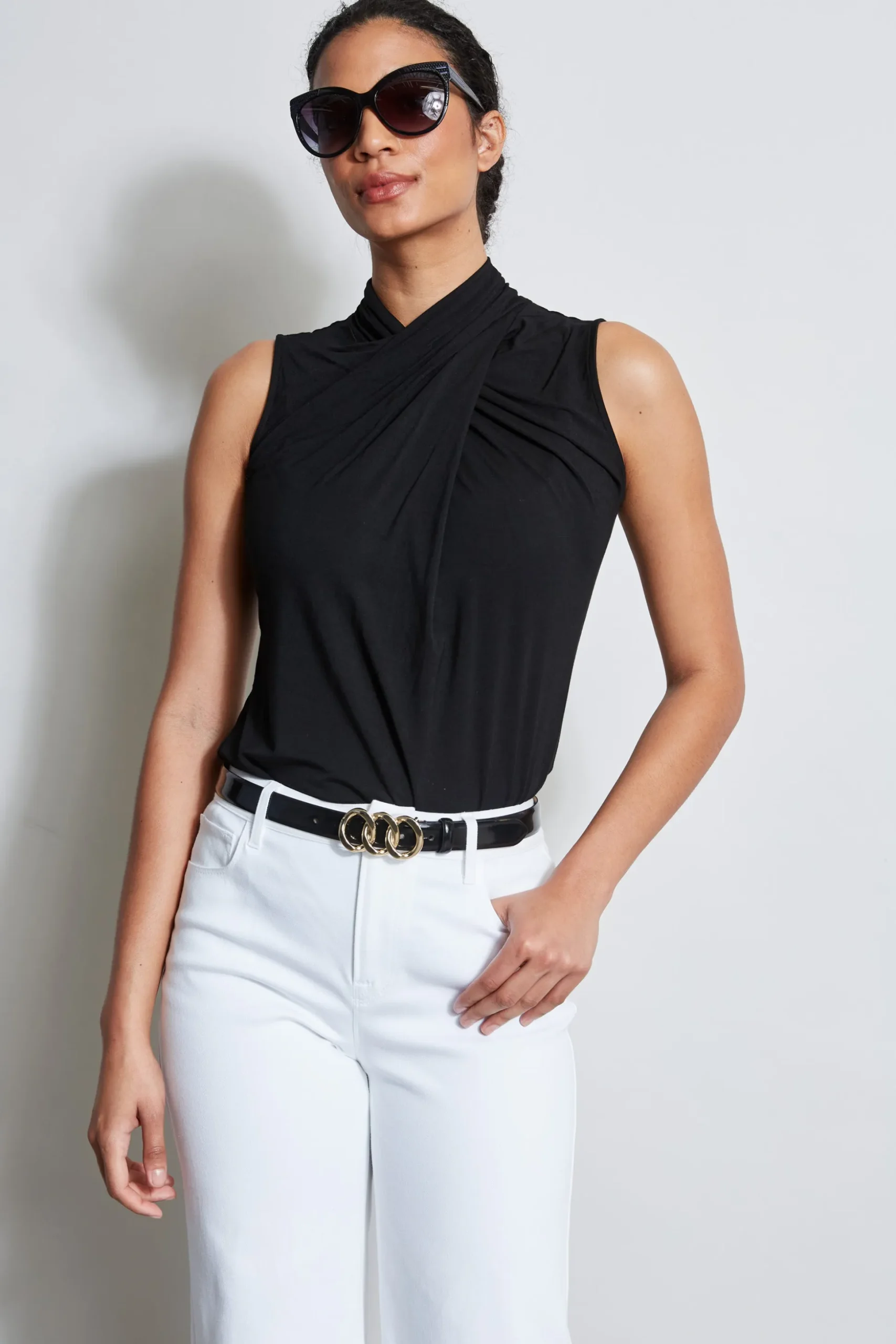 Elie Tahari Tops & Sweaters-Sleeveless Twist Knit BLACK