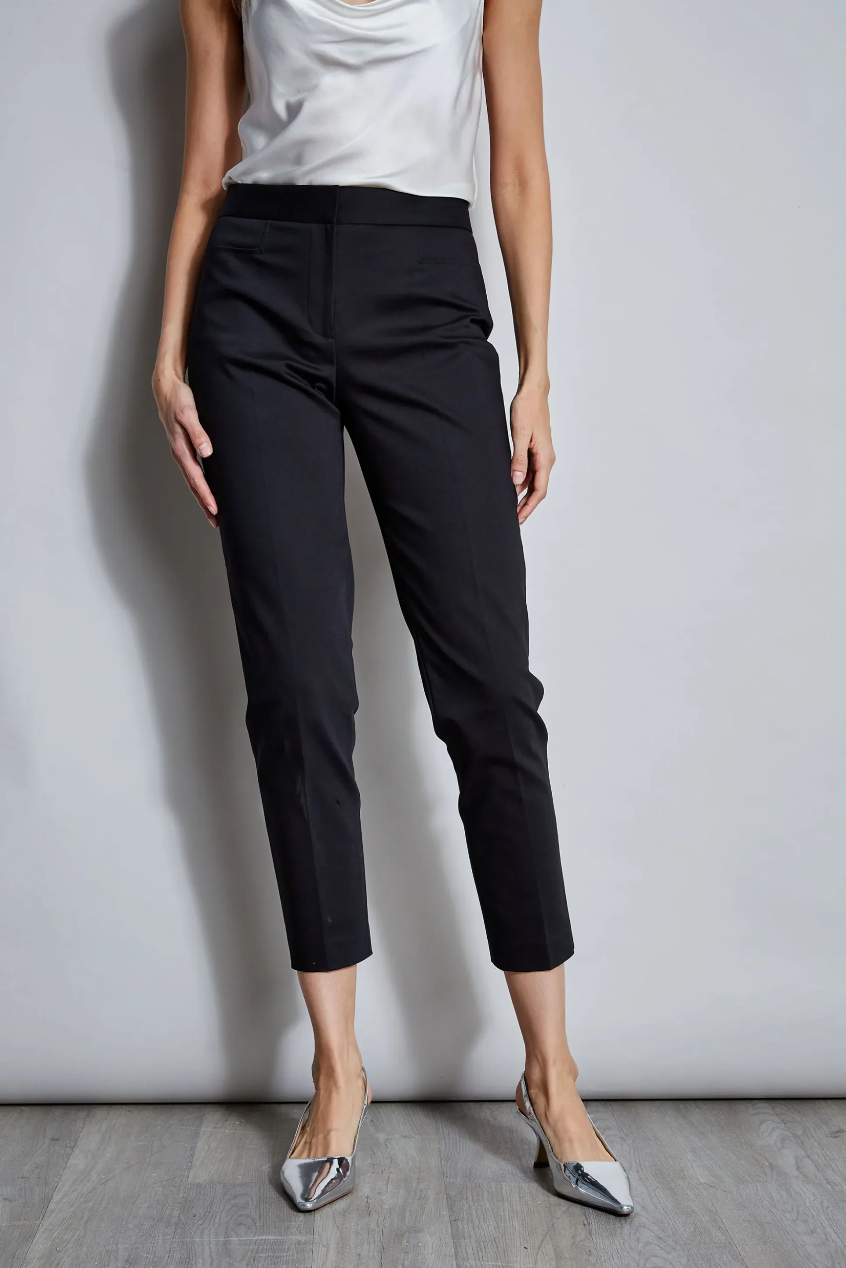 Elie Tahari Bottoms-Slim Cotton Pocket Pant BLACK
